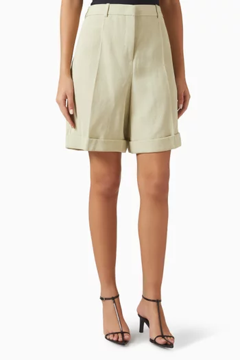 Straight-leg Shorts in Silk-viscose