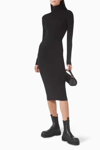 Roll-neck Knit Sweater in Virgin Wool