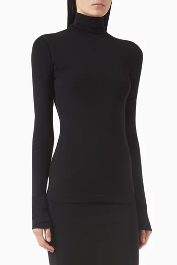 Roll-neck Knit Sweater in Virgin Wool