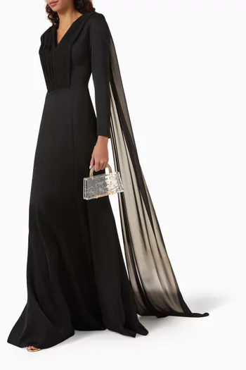 Jane Cape Gown in Crepe & Chiffon
