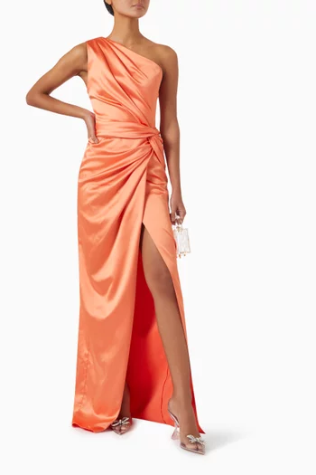 Clara Draped Gown in Satin