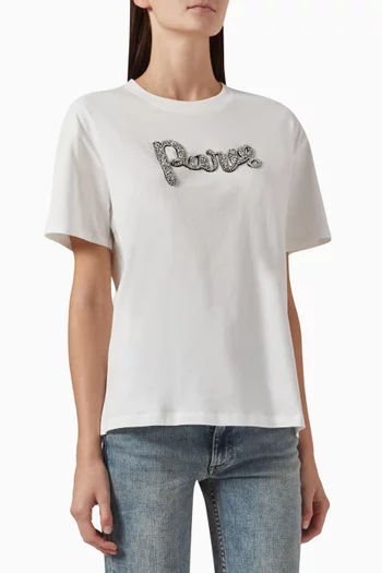 Paris Diamanté T-shirt in Cotton