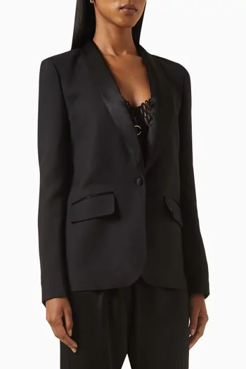 جاكيت لويس بظهر مكشوف صوف وحرير