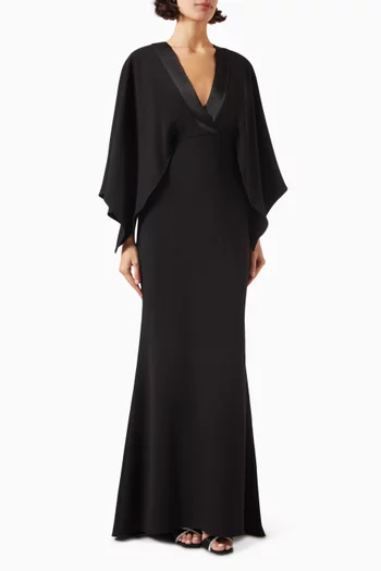 Deep V-neck Gown in Crepe