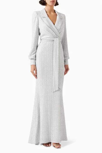 Sequin-embellished Belted Gown