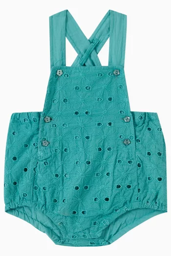 Embroidered Dungarees in Cotton-blend