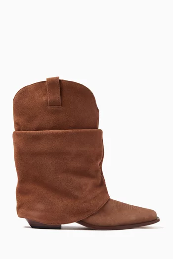 Shaft Western Boots in Suede