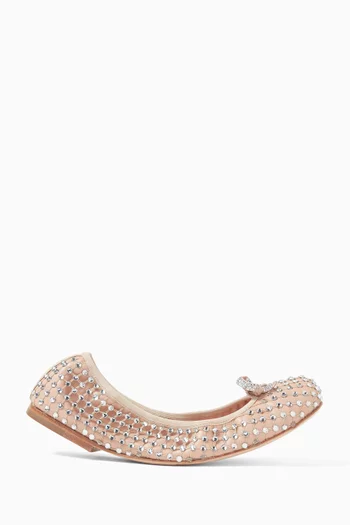 Rhinestones Mesh Sandals in Satin