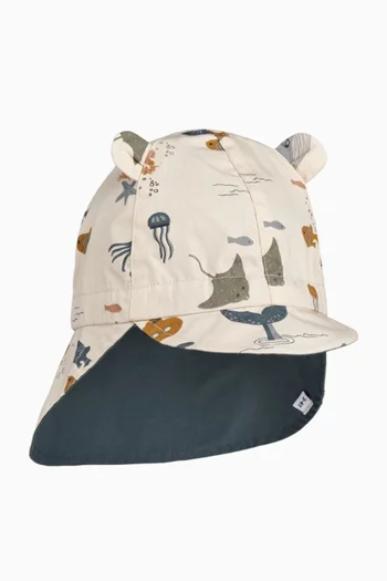 قبعة شمس جورم مطرزة بأذني دب قطن عضوي