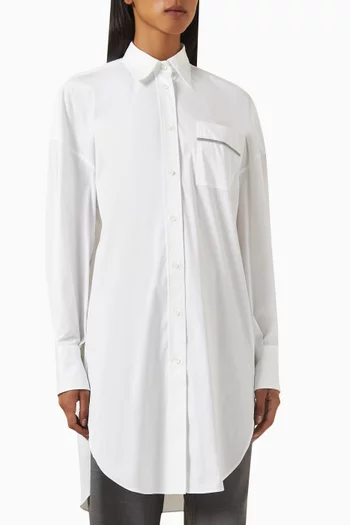 Long-sleeve Shirt in Stretch Cotton-poplin