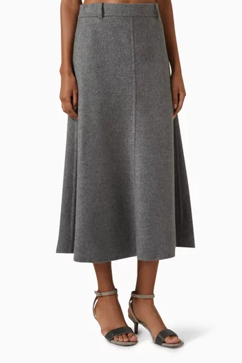 Flute Midi Skirt in Virgin Wool
