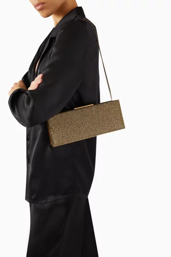 Midnight Clutch Bag in Rhinestoned Satin