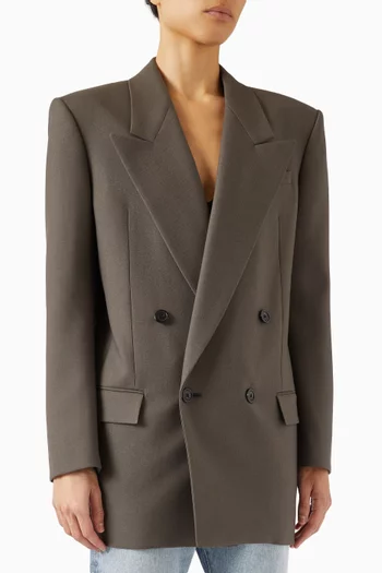 Double-breasted Jacket in Wool Gabardine