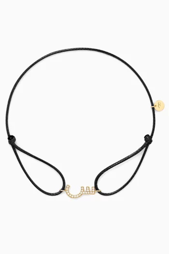 Diamond Arabic Initial Letter ' 'S' Thread Bracelet in 18kt Gold