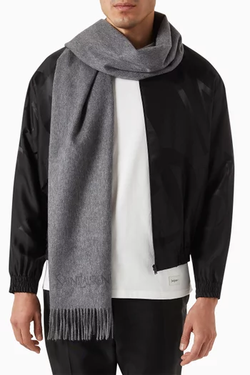 Embroidered Logo Scarf in Cashmere