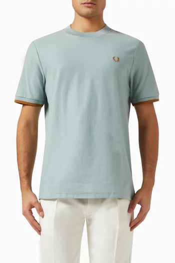 Tipped Cuff T-shirt in Cotton Piqué