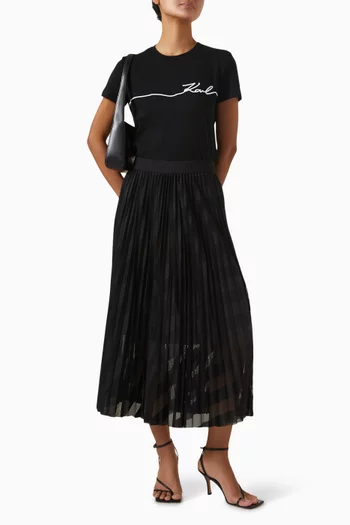 Pleated Flared Skirt in Mesh