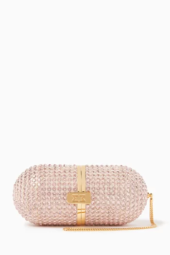 Pill Clutch Bag in Swarovski and Gold-plated Brass