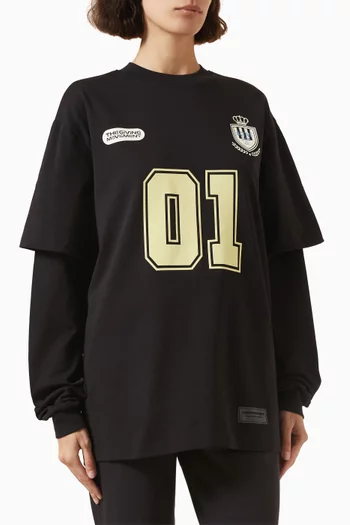 Double-layer Long-sleeve Top in Cotton
