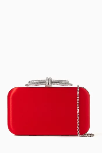 Crystal-embellished Bow Clutch in Satin