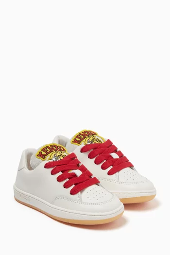Tiger-patch Lace-up Sneakers