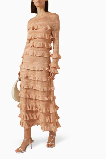 Natura Frill Midi Skirt in Viscose