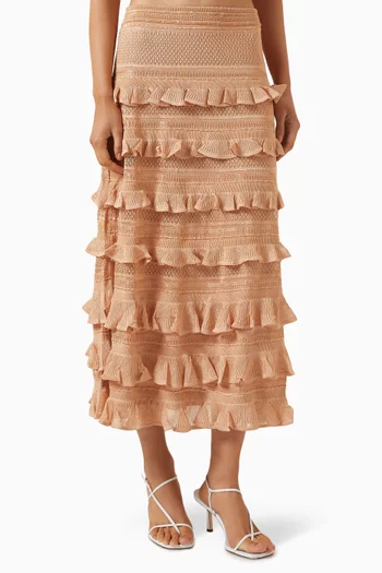 Natura Frill Midi Skirt in Viscose