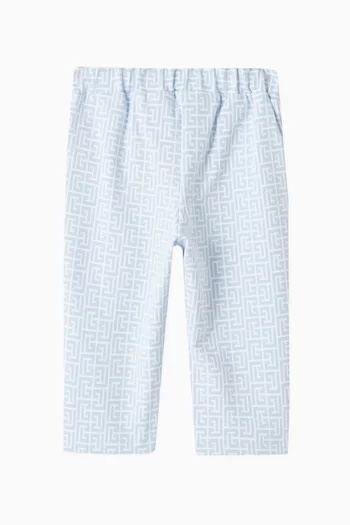 Monogram Buttoned Pants in Cotton