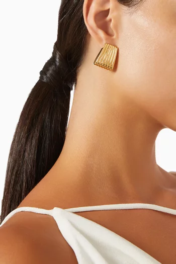 أقراط بتصميم مضلع معدن مطلي ذهب