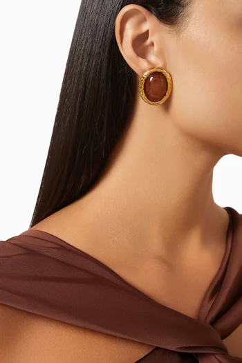 أقراط بيفرلي بمشبك معدن مطلي ذهب عيار 18