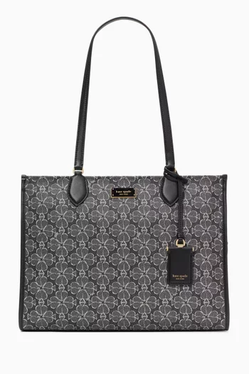 حقيبة يد كبيرة قنب مغلف بنقشة زهور بالشكل البستوني