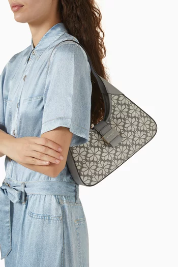 Small Spade Flower Nouveau Shoulder Bag in Jacquard