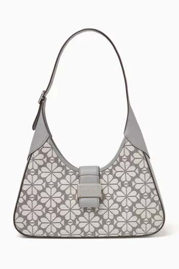 Small Spade Flower Nouveau Shoulder Bag in Jacquard