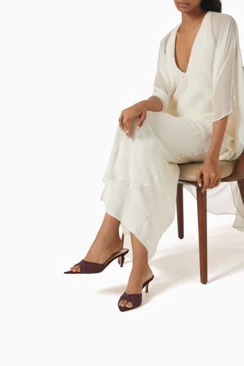 Rania 55 Organza Crystal Mules in Suede