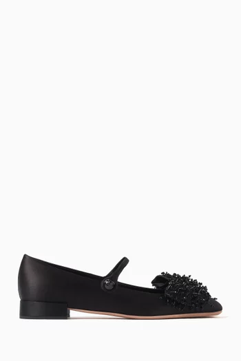 Bowjane Mary Jane Ballet Flats in Satin