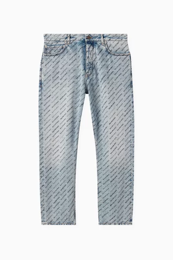 بنطال جينز بشعار الماركة من الستنسل بالكامل