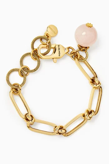 Seraphina Rose Quartz Bracelet in Gold-plated Brass