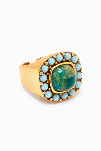 Muvie Turquoise Ring in Gold-plated Brass