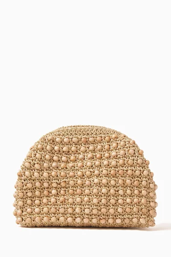Beaded Clutch Bag in Crocheted Raffia