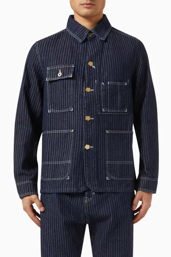 Striped Workwear Jacket in Denim