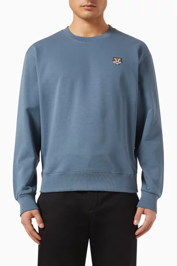 Lucky Tiger Embroidered Classic Sweatshirt in Cotton