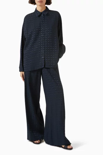 Wide-leg Pyjama Pants in Jacquard Viscose