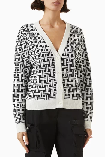 Weave Embroidered Cardigan in Cotton Blend