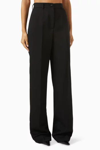 High-rise Tuxedo Pants in Wool Gabardine