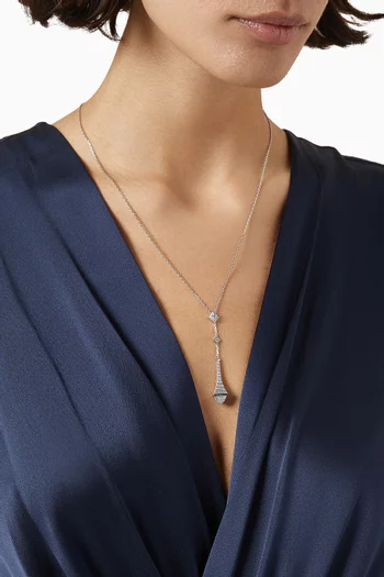 Cleo Rev Full Diamond Pendant Necklace in 18kt White Gold