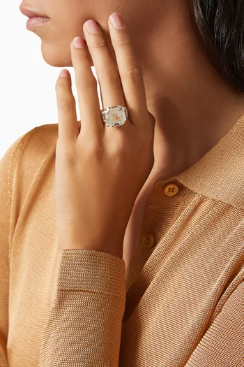 خاتم مرصع بماس وتوباز بتصميم آشر ذهب عيار 14