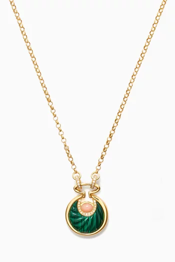 Circus Moon Necklace in Malachite & 18kt Yellow Gold