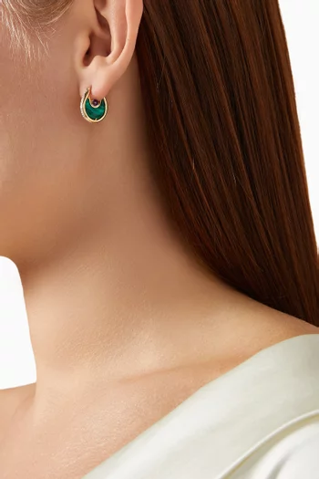 Diana Diamond & Malachite Earrings in 18kt Yellow Gold