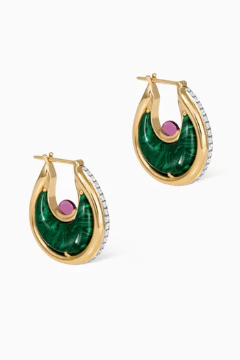Diana Diamond & Malachite Earrings in 18kt Yellow Gold