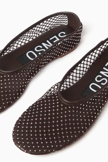 Clarissa Ballet Flats in Crystal Mesh